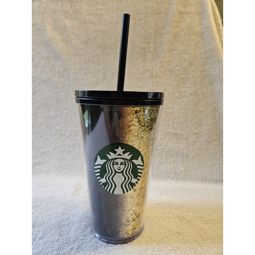 Starbucks 16 Ounce Grande Plastic GLITTER Ombre Travel Cup Mug With Straw